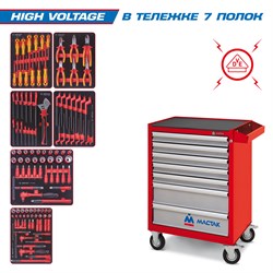 Набор инструментов "HIGH VOLTAGE" в красной тележке, 117 предметов 934-117AMRE01 - фото 33348