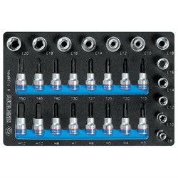 Набор торцевых насадок и головок 1/2", 3/8", Torx, Hex, Е6-Е20, ложемент, 28 предметов 9-7128PRV - фото 33766